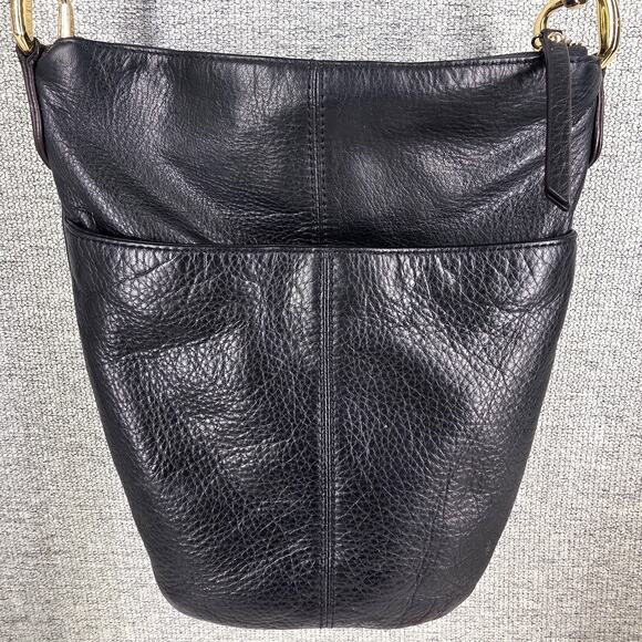 B. MAKOWSKY WOMEN’S BLACK LEATHER CROSSBODY BUCKET HOBO PURSE — STYLE A226297 - Picture 10 of 16